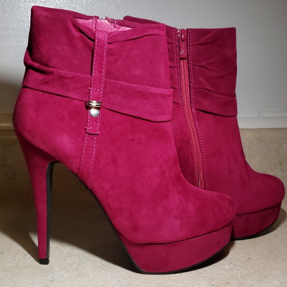 Fuchsia 4" platform booties